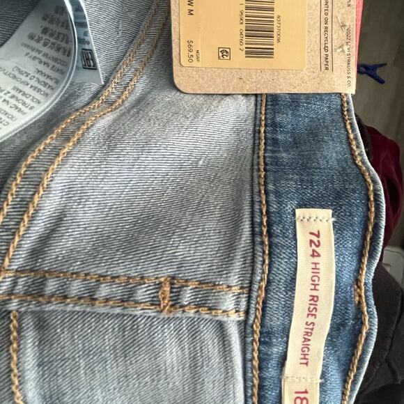 Levi's Plus Size 724 Distressed High Rise Straight Jean Size 18 - Picture 4 of 9